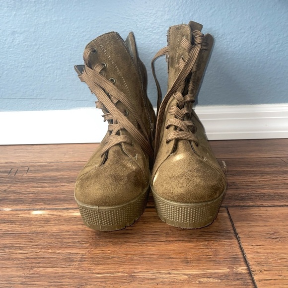 Olive💚combat boots🖤chunky boots place up booties - Picture 12 of 13